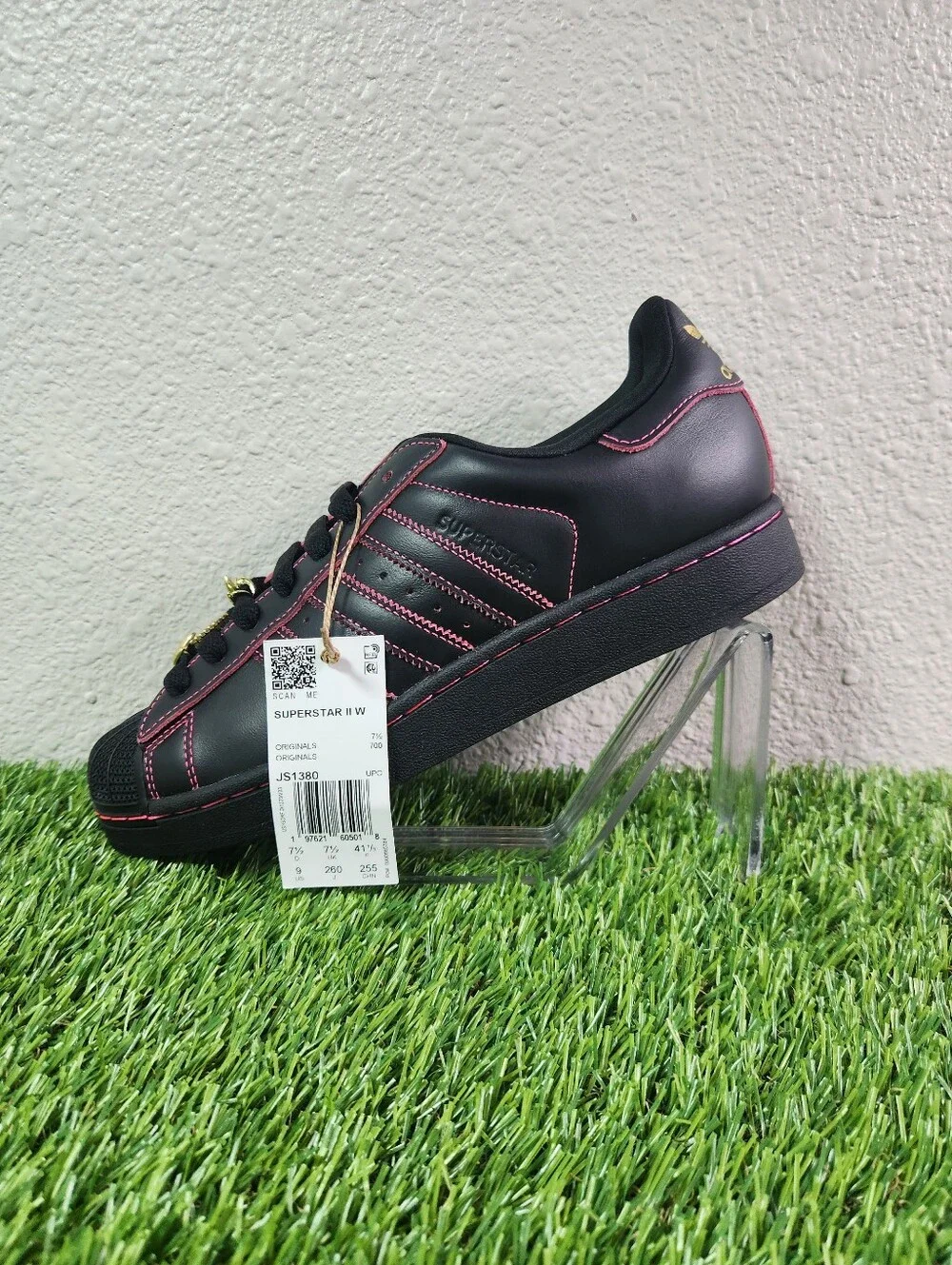 Adidas Superstar II W Black Pink Gold Shell Toe Shoes Women's 9 JS1380 NEW